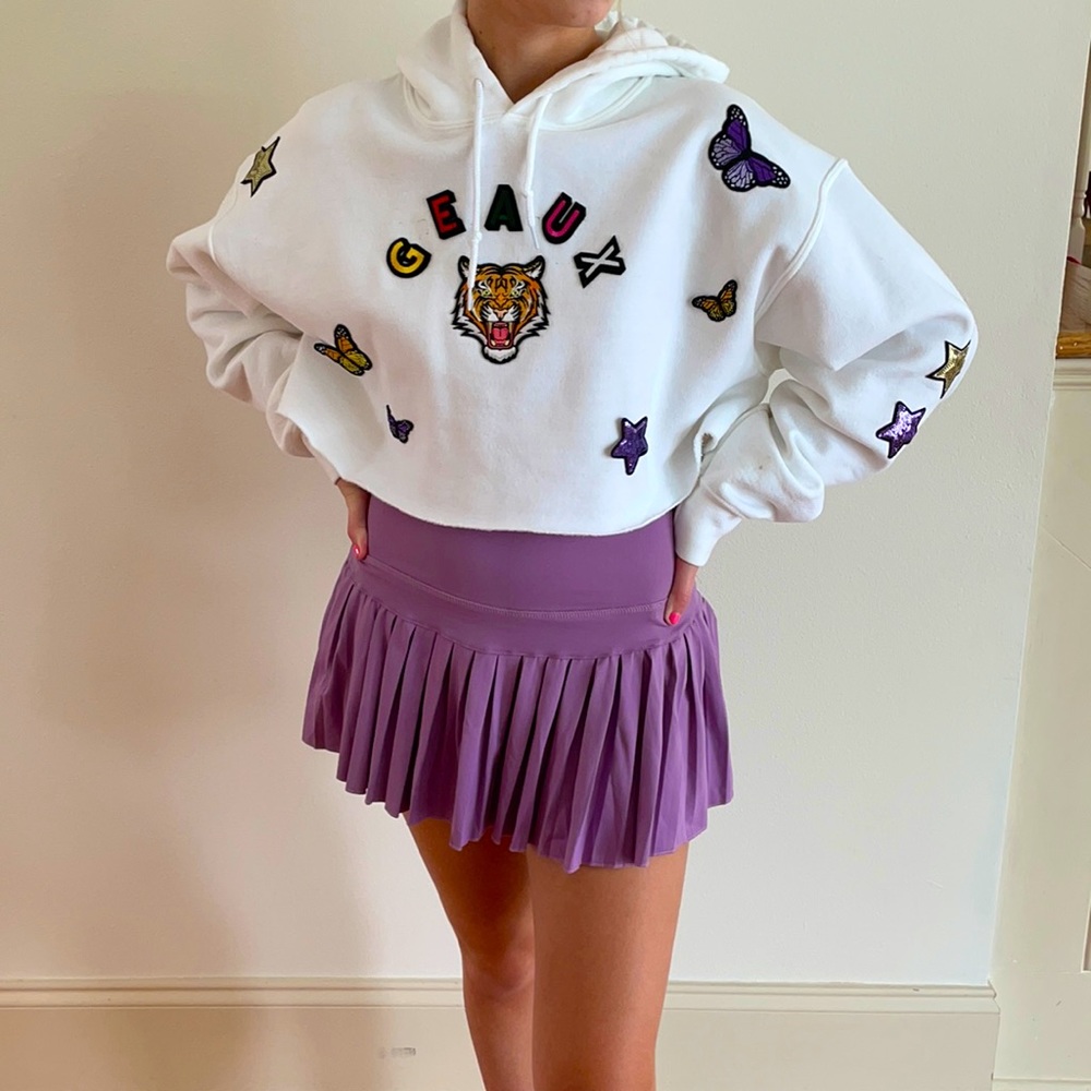 cropped hoodie with cute patches on it